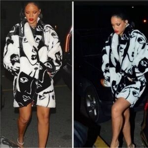 Vintage Donnybrook Faces Faux Fur Oversized Coat